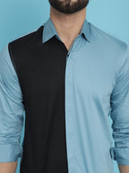 Indian Needle Men's Premium Cotton Satin Casual Shirt - Sky Blue | Grocsy