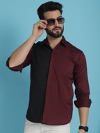 Indian Needle Men's Premium Cotton Satin Casual Shirt - Wine | Grocsy