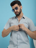 Indian Needle Men's Striped Half Sleeve Casual Shirt - Light-Grey | Grocsy