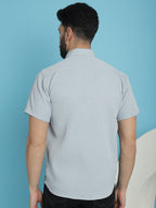 Indian Needle Men's Striped Half Sleeve Casual Shirt - Light-Grey | Grocsy