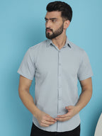 Indian Needle Men's Striped Half Sleeve Casual Shirt - Light-Grey | Grocsy