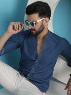 Indian Needle Men's Denim Casual Shirt - Blue | Grocsy