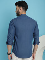 Indian Needle Men's Denim Casual Shirt - Blue | Grocsy