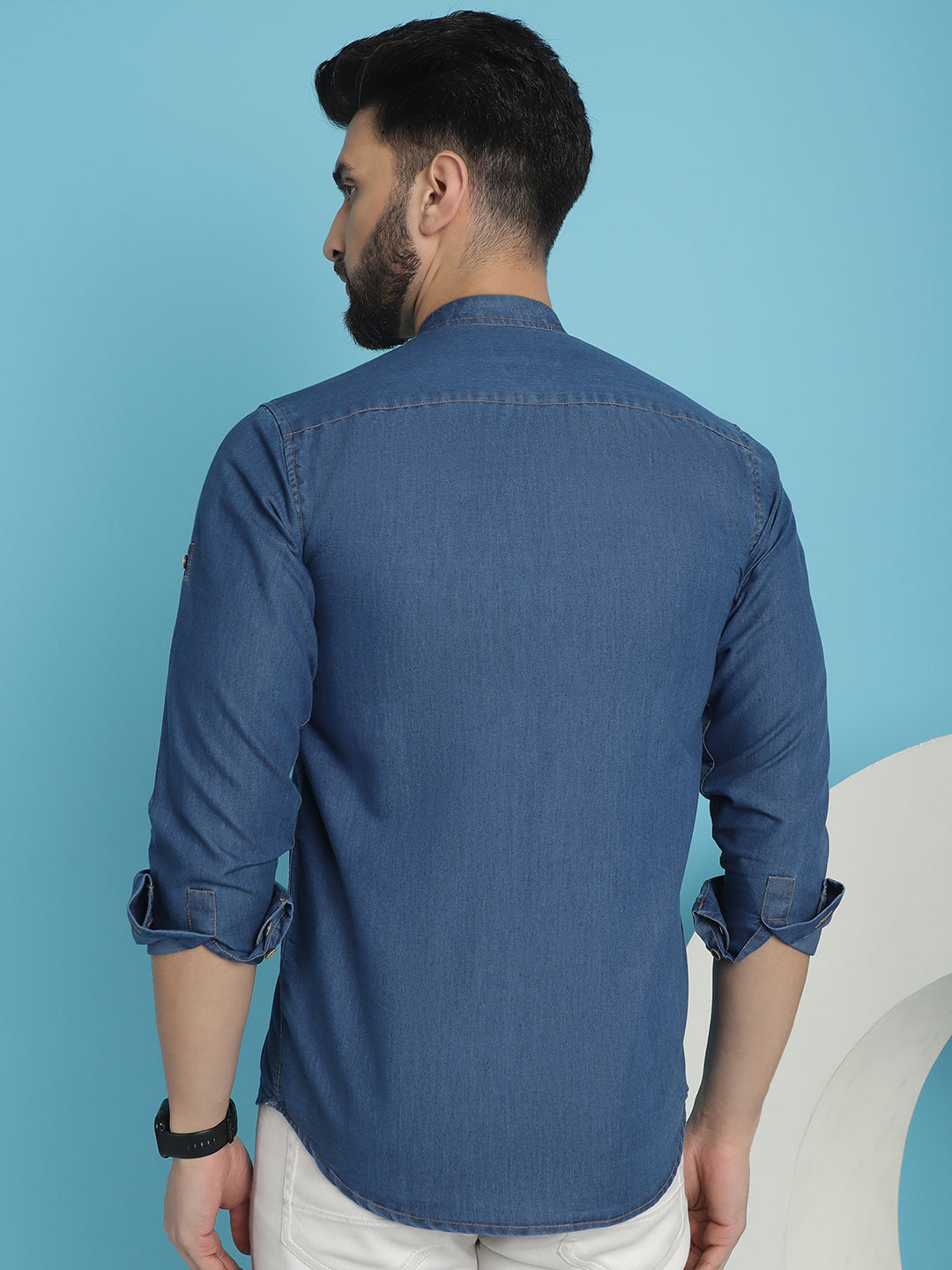Indian Needle Men's Denim Casual Shirt - Blue | Grocsy