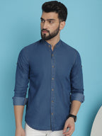 Indian Needle Men's Denim Casual Shirt - Blue | Grocsy