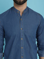 Indian Needle Men's Denim Casual Shirt - Blue | Grocsy