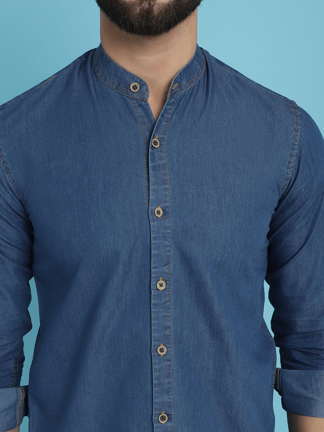 Indian Needle Men's Denim Casual Shirt - Blue | Grocsy