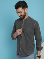 Indian Needle Men's Denim Casual Shirt - Charcoal | Grocsy