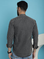 Indian Needle Men's Denim Casual Shirt - Charcoal | Grocsy