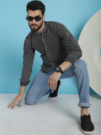 Indian Needle Men's Denim Casual Shirt - Charcoal | Grocsy
