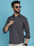 Indian Needle Men's Striped Casual Shirt - Grey | Grocsy