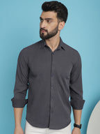 Indian Needle Men's Striped Casual Shirt - Grey | Grocsy