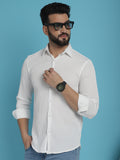 Indian Needle Men's Striped Casual Shirt - White | Grocsy