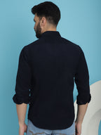 Indian Needle Men's Standard Corduroy Cotton Shirt - Navy Blue | Grocsy