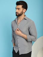 Indian Needle Men's Woven Design Casual Shirt - Light-Grey | Grocsy