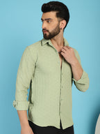 Indian Needle Men's Woven Design Casual Shirt - Pista | Grocsy