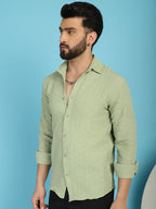 Indian Needle Men's Woven Design Casual Shirt - Pista | Grocsy