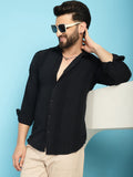 Indian Needle Men's Self Design Casual Shirt - Black | Grocsy