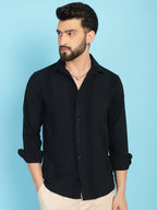 Indian Needle Men's Self Design Casual Shirt - Black | Grocsy