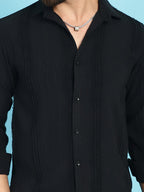 Indian Needle Men's Self Design Casual Shirt - Black | Grocsy