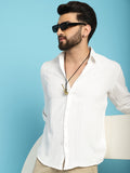 Indian Needle Men's Self Design Casual Shirt - White | Grocsy