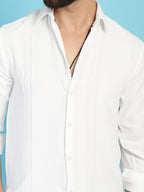 Indian Needle Men's Self Design Casual Shirt - White | Grocsy