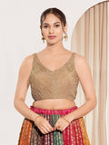 Joban Fashion Wood Tissue Padded Blouse With Sweetheart Neck Sleeveless | Grocsy