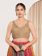 Joban Fashion Wood Tissue Padded Blouse With Sweetheart Neck Sleeveless | Grocsy