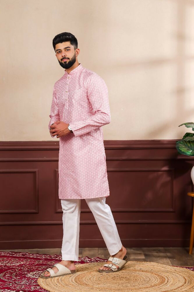 Pink Art Silk Digital Printed, Embroidery Work Kurta Set - Mahotsav | Grocsy