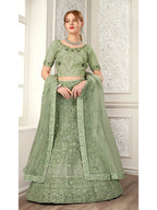 Myra Pista Net Heavy Embroidered Lehenga Choli | Grocsy