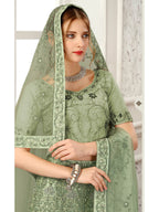 Myra Pista Net Heavy Embroidered Lehenga Choli | Grocsy