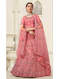 Myra Dusty Pink Net Heavy Embroidered Lehenga Choli | Grocsy