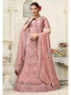 Myra Dusty Pink Net Heavy Embroidered Lehenga Choli | Grocsy