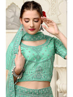 Myra Sea Green Net Heavy Embroidered Lehenga Choli | Grocsy