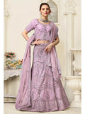 Myra Lilac Net Heavy Embroidered Lehenga Choli | Grocsy