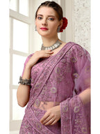 Myra Lilac Net Heavy Embroidered Lehenga Choli | Grocsy