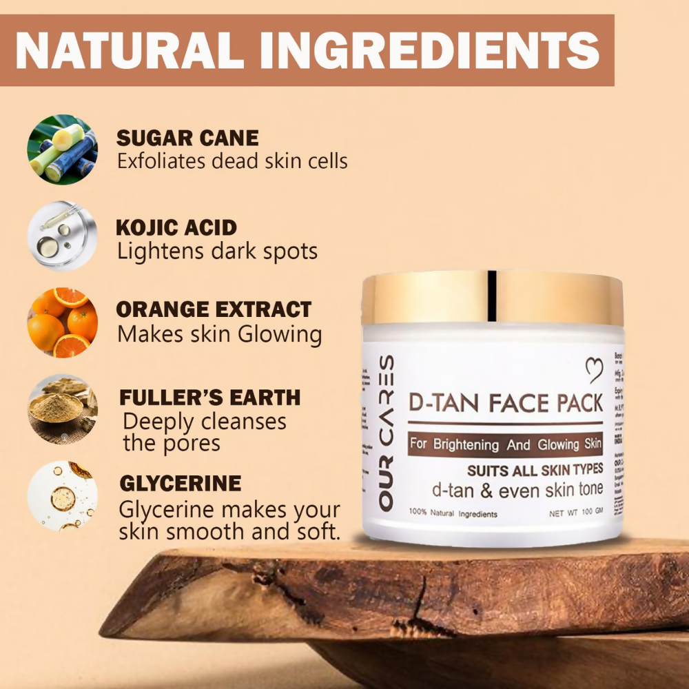 Our Cares D-TAN Face Pack for Instant Tan Removal & Sun Damage Protection | Grocsy