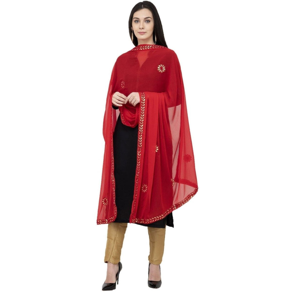 A R Silk Chiffon Gota Patti Fancy Dupatta Color Red Dupatta or Chunni | Grocsy