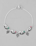 VOJ Set of 2 Silver Plated Multi Color Meenakari Anklet | Grocsy
