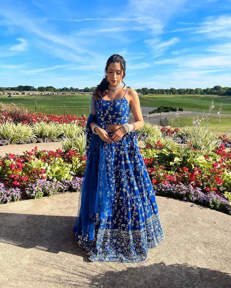Lehenga Mart Designer Wedding Lehenga Choli For Women - Blue | Grocsy