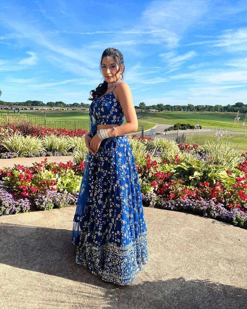 Lehenga Mart Designer Wedding Lehenga Choli For Women - Blue | Grocsy