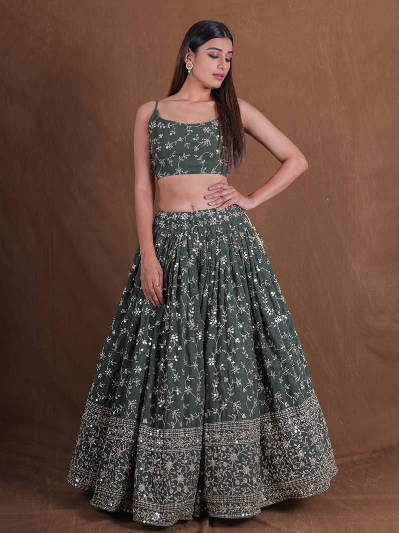 Lehenga Mart Designer Wedding Lehenga Choli For Women - Green | Grocsy