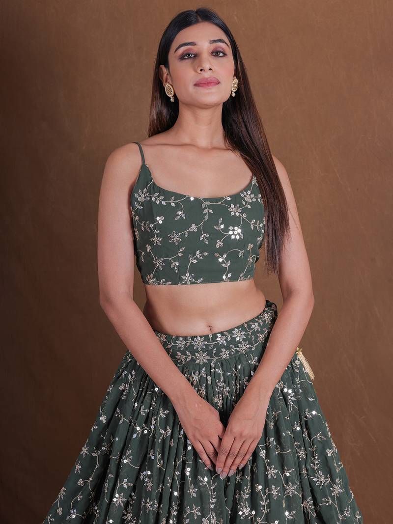Lehenga Mart Designer Wedding Lehenga Choli For Women - Green | Grocsy