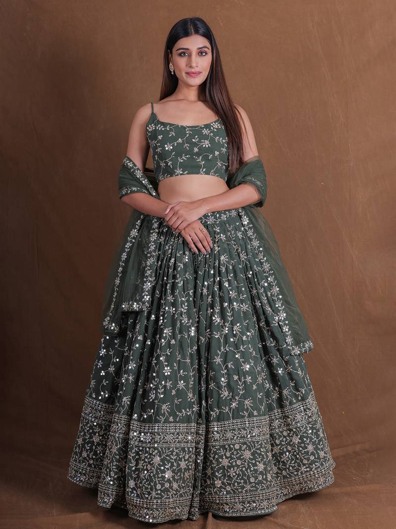 Lehenga Mart Designer Wedding Lehenga Choli For Women - Green | Grocsy