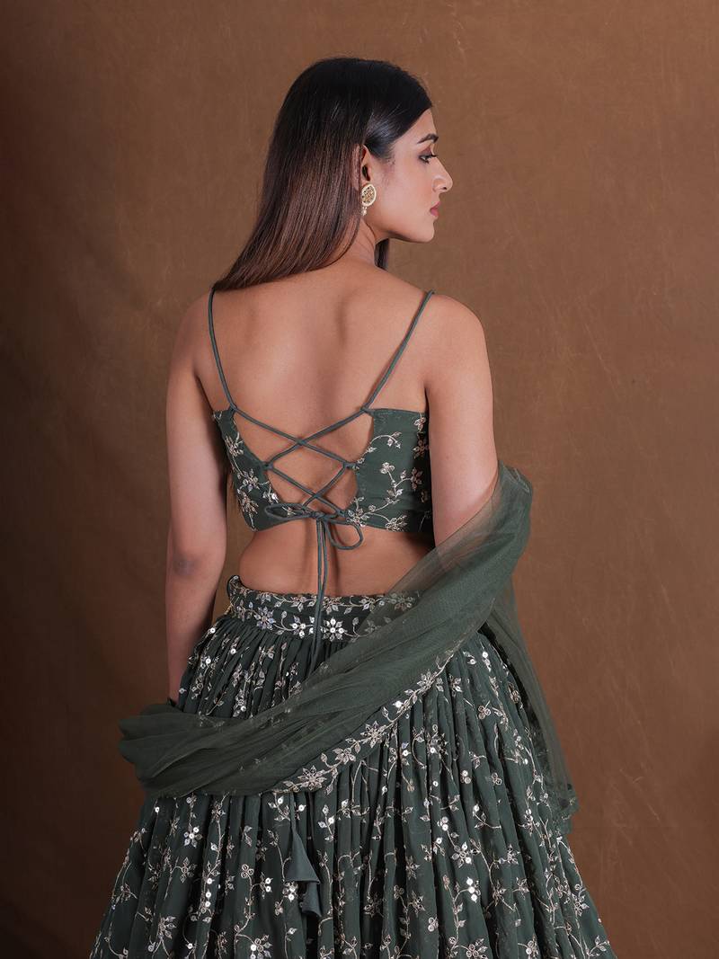 Lehenga Mart Designer Wedding Lehenga Choli For Women - Green | Grocsy