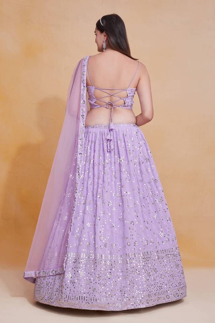 Lehenga Mart Designer Wedding Lehenga Choli For Women - Lilac | Grocsy
