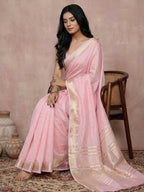 Shree Shyam Fashion Light Pink Cotton Saree | Grocsy