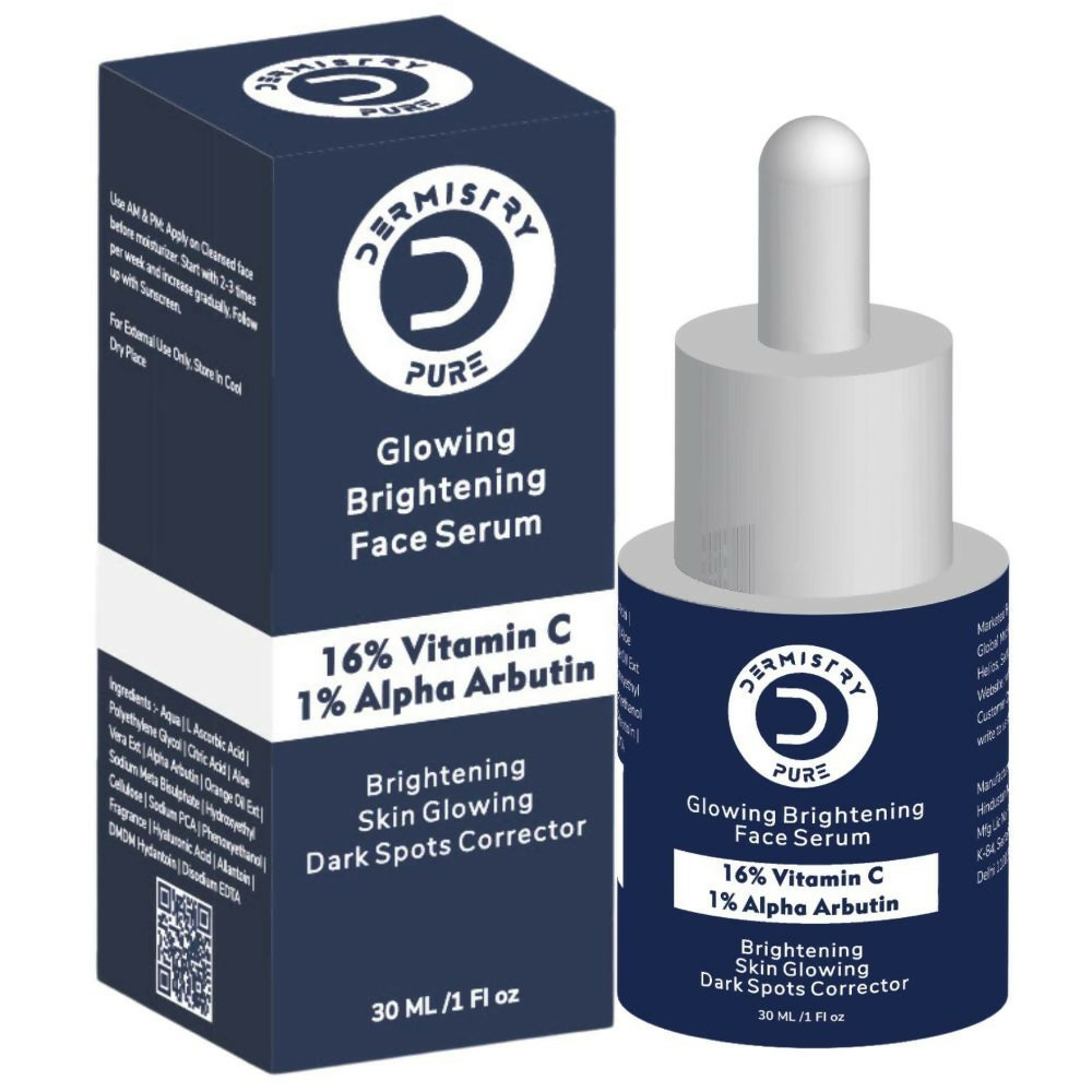 Dermistry Pure 16% Vitamin C 1% Alpha Arbutin Skin Light Bright Glowing Spot Corrector Face Serum | Grocsy