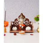 eCraftIndia Brown Decorative Beautiful Wooden Pooja Temple | Grocsy