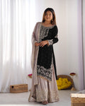 Teeya Creation Black Color Faux Georgette Heavy Embroidery Work Pakistani Fully Stitched Salwar Suit | Grocsy